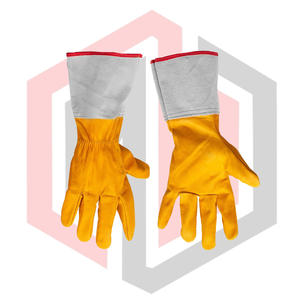 Lineman <b>Leather</b> Glove Reinforced Palm Knit <b>Wrist</b> <b>Cuff</b> Anti-Static Tear-Resistant 11 oz 14 Inch One Size Fits All Stick/TIG/MIG - Product Image 5