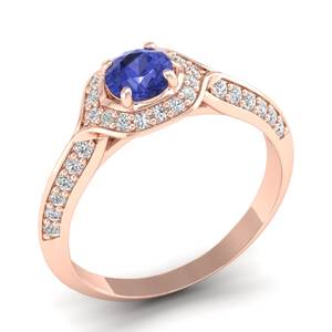 REYES Solitaire Bague en argent sterling 925 avec pierre précieuse de tanzanite 0.5CT ronde pour femme Certifiée GRA Bijoux de fiançailles fins - Product Image 2