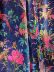 Moderne Vintage Luxe Boho Style Bleu Coton Velours Oiseau Imprimer Blackout Rideaux Cantonnières Sur Mesure pour La Décoration Intérieure Toutes Saisons - Product Image 3