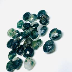 100% Agate mousse naturelle en forme de coeur pierre précieuse à facettes en vrac pierre précieuse à facettes sculptée à la main pour la fabrication de bijoux bague collier - Product Image 2