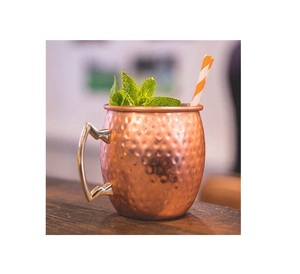 Tazas de mula de Moscú martilladas antiguas de cobre puro con mango de latón para cerveza de jengibre, hechas a mano en la India - Product Image 6