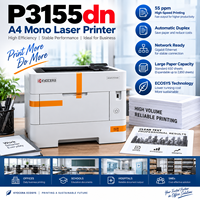 Imprimante laser monochrome A4 d'occasion P3155dn, 55 ppm, haute vitesse, recto verso, réseau, copie/scan/fax, machine d'impression professionnelle pour bureau