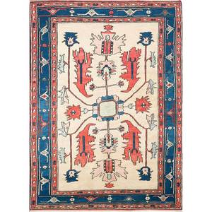 Alfombra de Lana Anudada a Mano Nuray Azul Pae-911, Grande, Rectangular, 9x12, con Diseño de Medallón para Pasillo, Decoración para Sala de Estar - Product Image 1