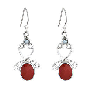 925 Sterling Silver Fish Hook Dangle Boucles d'oreilles Facettes Coral Gemstone Design À La Mode pour Mariage Anniversaire Cadeau De Fiançailles - Product Image 6