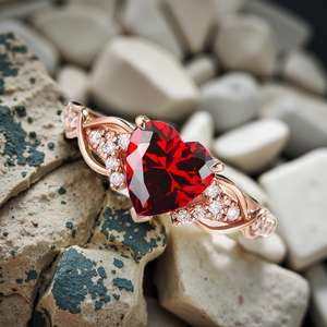 14K Gold Plated Heart Garnet Ring A Premium Classic Design With Luxury Appeal Crafted To Add Royal Elegance And Timeless Charm - Product Image 1