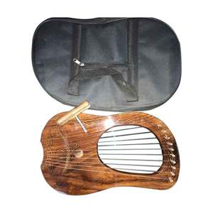 Harpe lyre Obexa en bois de rose, 10 cordes, finition naturelle, avec étui de transport et clé d'accordage, modèle OBH-439494 - Product Image 2