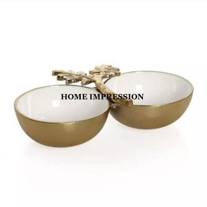 Cuencos de regalos para bodas y eventos chapados en oro de aluminio puro, plato y cuencos para servidor de decoración de mesa de restaurante en la India - Product Image 6