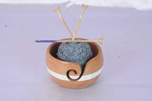 Bol en fil de hêtre vapeur avec nacre incrustée avec aiguille à tricoter gratuite et crochet crochet - Product Image 4