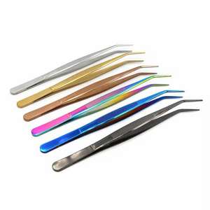 (JYKTT-A135) Pince de chef culinaire colorée en acier inoxydable de 6 et 8 pouces à pointe fine incurvée pour la présentation et la décoration de plats et de pâtisseries - Product Image 5