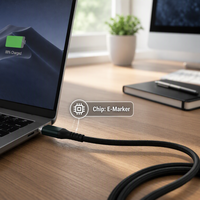 Câble USB Type C vers Type C avec puce E-Marker 5A, chargeur rapide PD 100W 240W, cordon de charge et de données tressé en nylon pour ordinateur portable et téléphone portable