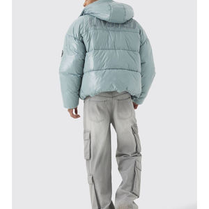 High Quality Winter Warm Thin Bubble <b>Coat</b> for <b>Men</b> Custom <b>Long</b> Hood Puffer Jacket Filling Waterproof Windproof Front Outerwear - Product Image 3