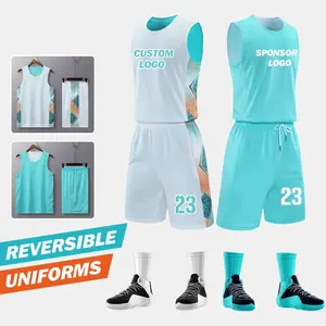 Maillot de basket-ball réversible personnalisé pour hommes, maillot professionnel respirant à séchage rapide, maillot de basket-ball pas cher B308 - Product Image 4