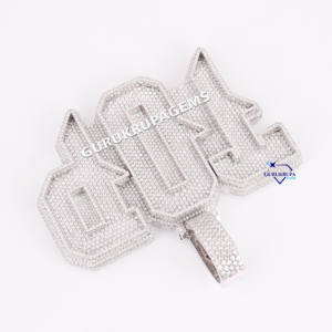 Usine initiale glacé Hip Hop bijoux 14KT or laboratoire cultivé diamants nom personnalisé Hip Hop lettre pendentif pour les femmes - Product Image 4