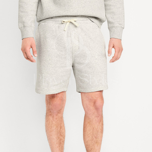 Pantalones cortos de sudor de lana de algodón 100% para hombre, elásticos personalizados, diseño holgado informal medio, transpirable, liso, teñido, moda esencial - Product Image 4