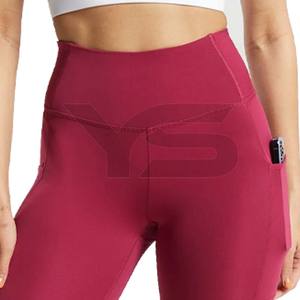Medias de gimnasio de cintura media de alta calidad para mujer, pantalones de Yoga con logotipo personalizado, opción multicolor al por mayor para adultos, ropa de Fitness sólida - Product Image 3