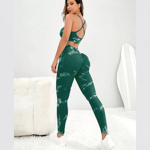 Ensembles de fitness pour femmes taille élastique solide-Marque privée Sublimation Imprimé 2pcs Ensembles soutien-gorge et legging Léger Respirant - Product Image 1