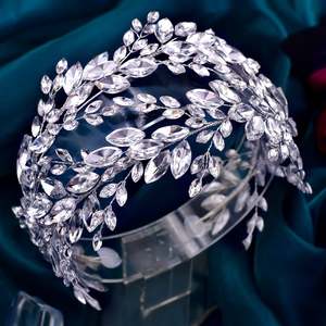 Bridella BHP304-S Silver Rhinestone <b>Tiara</b> Queen <b>Crown</b> Hair Accessory Wedding Set Alloy Comfortable Fit - Product Image 2