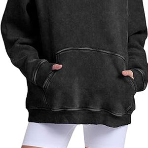 Sweat-shirt à capuche oversize pour femme, délavé à l'acide, avec logo personnalisé, respirant, prêt pour l'hiver, streetwear - Product Image 6