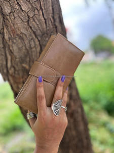 Handmade Real Crunch Leather Casual Wallets Women <b>Brown</b> Vintage Leather Clutch Wallet Stylish Womens Multi Uses Tri -Fold Purses - Product Image 4