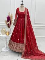 Conjunto de Vestido y Dupatta para Mujer, Premium, Puro, Crujiente, Sólido, Hasta el Tobillo, Sin Arrugas, de Secado Rápido, Elástico, Reversible, para Fiesta o Boda