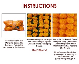 Recién llegado, guirnalda de caléndula artificial, fondos de boda, coronas, cadena de flores en Mango, naranja, rojo, verde, Color - Product Image 4