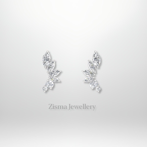 Meilleure courbe diamant oreille grimpeur marquise et ronde 14K or massif diamants naturels cultivés en laboratoire IGI certifié Piercing bijoux - Product Image 1