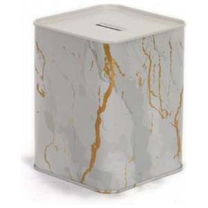 Kontensan Marble White 1.4L Metal Square <b>Coin</b> Bank EF15651 105x105x140 mm <b>Coin</b> <b>Purses</b> - Product Image 1