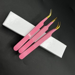 Wholesale Pink Gold Custom <b>Engraved</b> Logo Stainless Steel High Eyelash Extension Tweezers Pointed Tip Sustainable Beauty <b>Tool</b> - Product Image 3