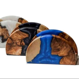 Anneau de serviette en bois et résine fait main pour cantine, cuisine et table – Caractéristique de l'anneau de serviette - Product Image 1