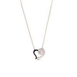 925 Sterling <b>Silver</b> Spiral Heart Necklace with White Zircon Diamond Platinum Bezel Setting Rhodium Plated <b>Box</b> <b>Chain</b> Trendy Style - Product Image 6