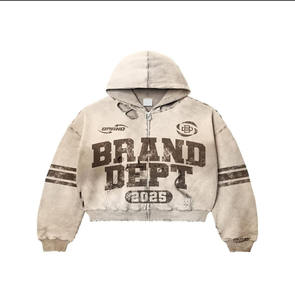 Sweat à capuche vintage personnalisé avec peinture de détresse, lavage à l'acide, sweat à capuche épais délavé au soleil pour hommes en coton éponge française surdimensionné sweats à capuche pour hommes - Product Image 6