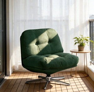 Nouveauté Canapé paresseux confortable, fauteuil pivotant rembourré doux, tissu en velours côtelé, siège unique, espace de détente à domicile - Product Image 2