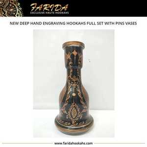 Ensemble de narguilé en verre de luxe de haute qualité avec un design égyptien unique Gravure à la main profonde et techniques de laque Vases à épingles en gros - Product Image 3