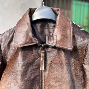 Genuine Cowhide Leather <b>Biker</b> <b>Jacket</b> Hair-On-Hide Front Logo Blazer Breathable Windproof Winter Unisex Heated <b>Jacket</b> - Product Image 5