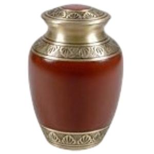 Urnas de recuerdo de cremación de latón de alta calidad con grabado de color dorado y Rojo acabado para cenizas humanas - Product Image 1