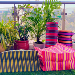 ถุงช้อปปิ้งไนลอนขนาดเล็กแบบทอ PP เป็นมิตรกับสิ่งแวดล้อมยั่งยืนรีไซเคิลพลาสติกโพลีโพรพิลีนลายทางรีไซเคิลในอินเดีย - Product Image 1