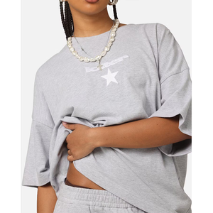 Ropa informal estilo Hip Hop de algodón 100% para mujer, cuerpo corto, bordado de chenilla, Letras de punto, decoraciones de diamantes de gran tamaño transpirables - Product Image 1