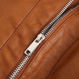 Custom Women's Brown Shearling Leather <b>Jacket</b> Faux Fur Lined Winter <b>Warm</b> Biker Coat Asymmetrical Zipper Casual Outerwear - Product Image 6