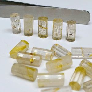 Texture étonnante forme unique 100% naturel rutile doré forme de tuyau à facettes pierre précieuse en vrac prêt à expédier prix de gros pierre précieuse - Product Image 2