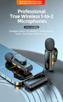 Mikrofon Lavalier Nirkabel Grosir Peredam Kebisingan Cerdas Dual Mic Clip-on untuk iPhone TikTok Lightning Type-C Portabel CE FCC