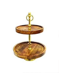 Anillo Pilar Metal Color natural 2 niveles Madera Redondo Soporte para pastel Flor Romántico Hecho a mano Artículos personalizados - Product Image 3