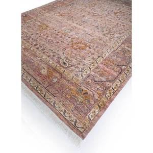 Someplace in Time Tapis en laine noués à la main rose et violet, motif médaillon afghan 9x12 pour la décoration de salon d'adolescents - Product Image 2