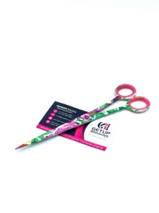 กรรไกรตัดผมสแตนเลสเคลือบกระดาษลายดอกไม้คุณภาพสูง ทนทาน ด้ามยาว ใบมีดคม ปลายแหลม รับทำโลโก้ตามสั่ง - Product Image 5