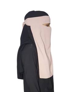 Hijab de gasa Niqab de estilo modesto de una sola capa hecho a mano de poliéster transpirable hasta el tobillo vestido islámico a granel entrega rápida Khimar - Product Image 2