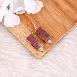 Pendientes de Latón Bohemios con Jaspe y Piedras Preciosas, Joyería Étnica Hecha a Mano, Pendientes de Latón de Alta Calidad, Pedido al por Mayor - Product Image 3