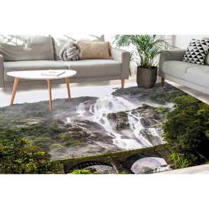 Printed <b>Rug</b> - Modern Waterfall Landscape Design for Corridor and Entry,<b>Chenille</b> <b>Rug</b> - Product Image 1