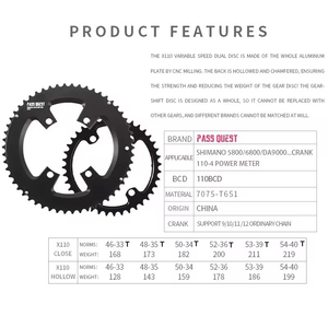 Plato de 110 BCD para Bicicleta de <span class=keywords><strong>Carretera</strong></span> <span class=keywords><strong>Shimano</strong></span> <span class=keywords><strong>105</strong></span> 5800 6800 DA9000 48/35T 50/34T 52/36T 53/39T 54/40T 2X - Product Image 2