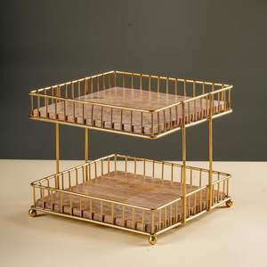 Estante de Almacenamiento para Encimera, Organización de Espacios Pequeños, Bandeja de Almacenamiento Decorativa, Decoración Rústica Moderna, Decoración Minimalista Dorada - Product Image 3