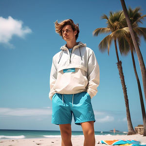 OEM Winter Windbreaker Jacket Rain <b>Shorts</b> Set Quick Dry Lightweight Waterproof Hooded Collar Solid Wholesale Wind Breaker Suits - Product Image 5