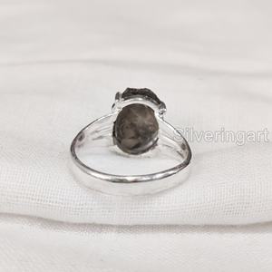 Bague pour femme en pierre brute, quartz fumé naturel, style bohème gypsy, faite à la main, en argent sterling 925, pour Noël - Product Image 5